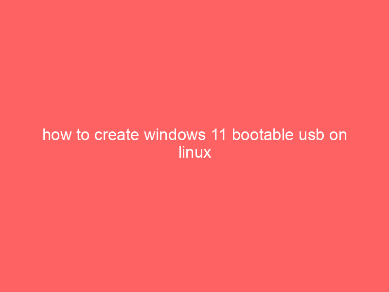 how to create windows 11 bootable usb on linux