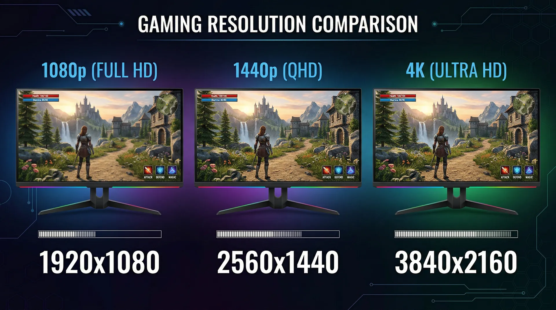 1080p vs 1440p vs 4K resolution comparison