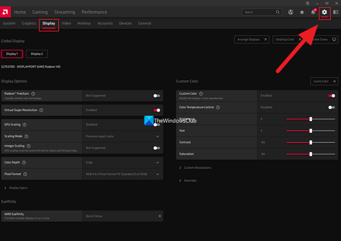 AMD Radeon FreeSync settings