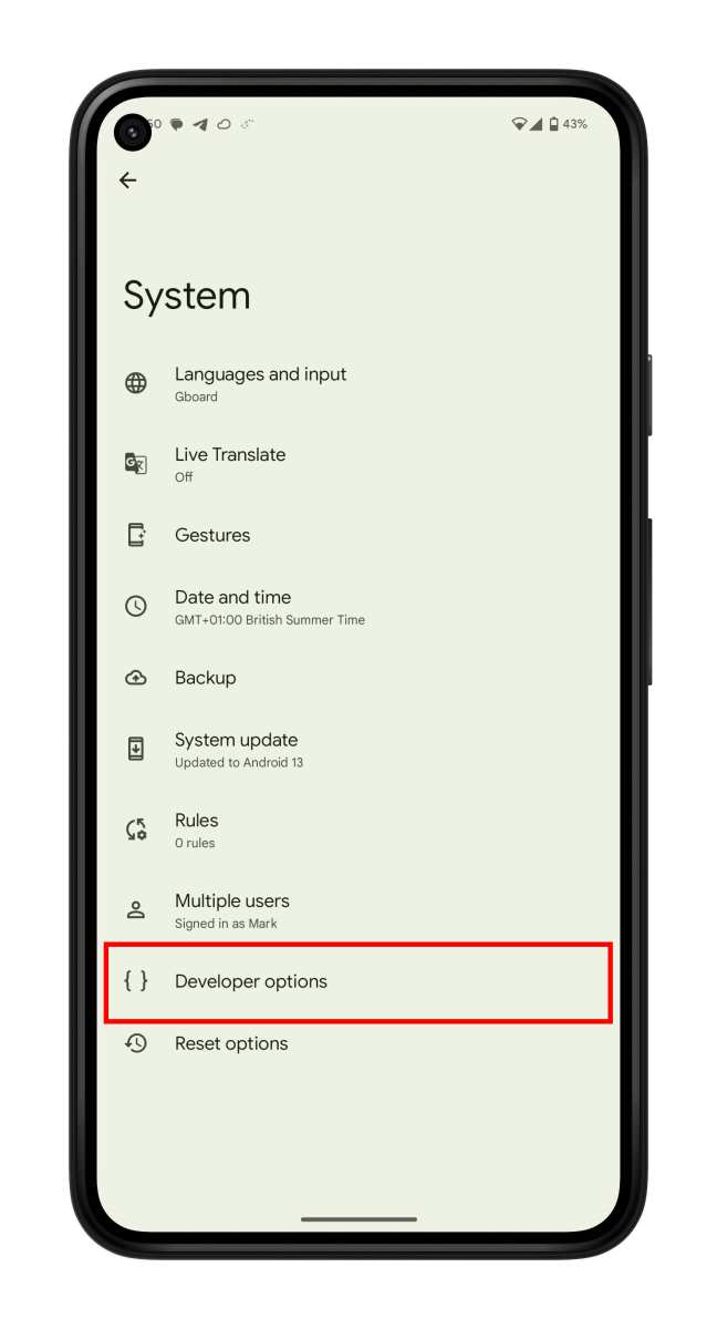 Android Developer Options