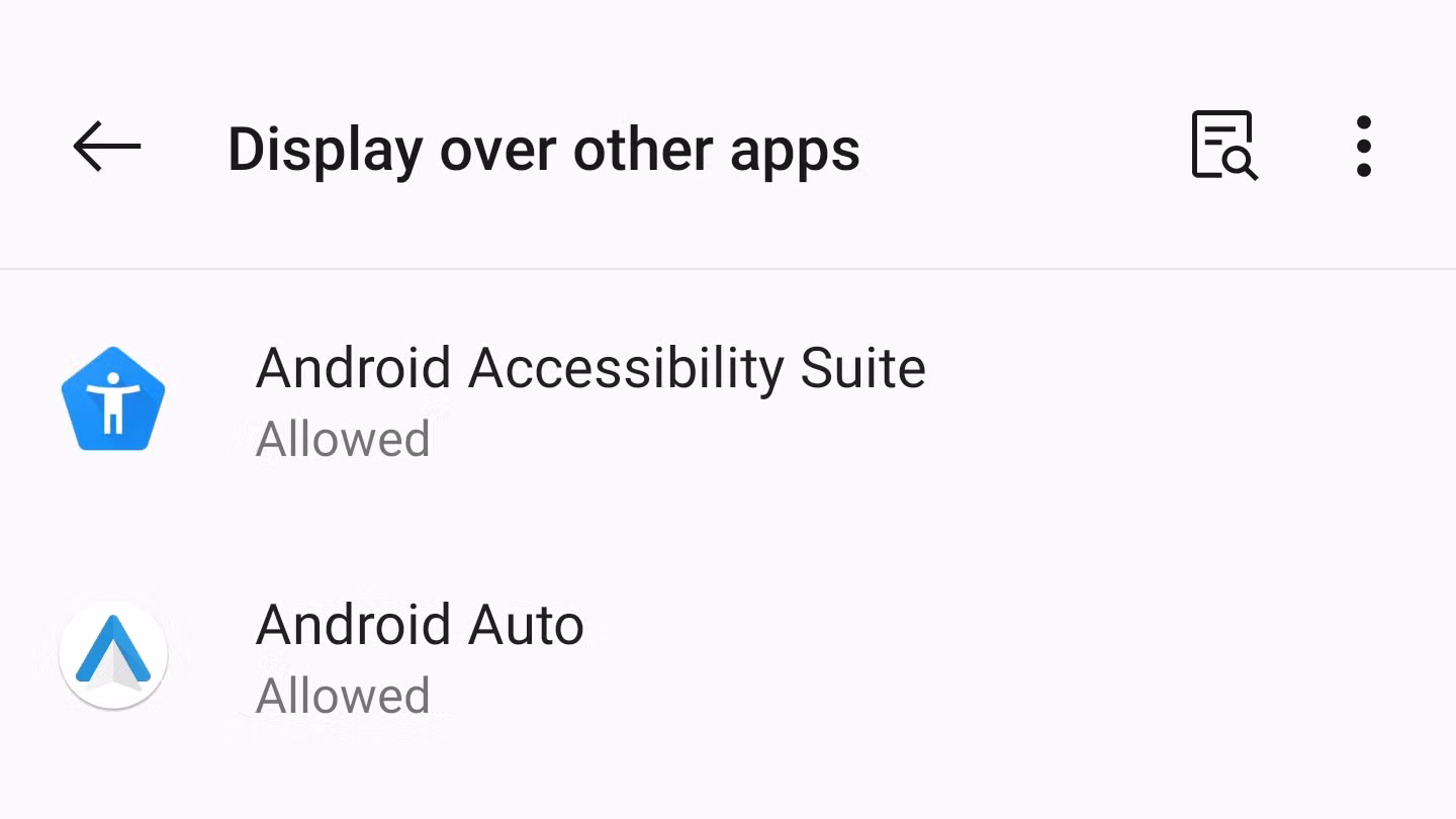 Android overlay permission settings