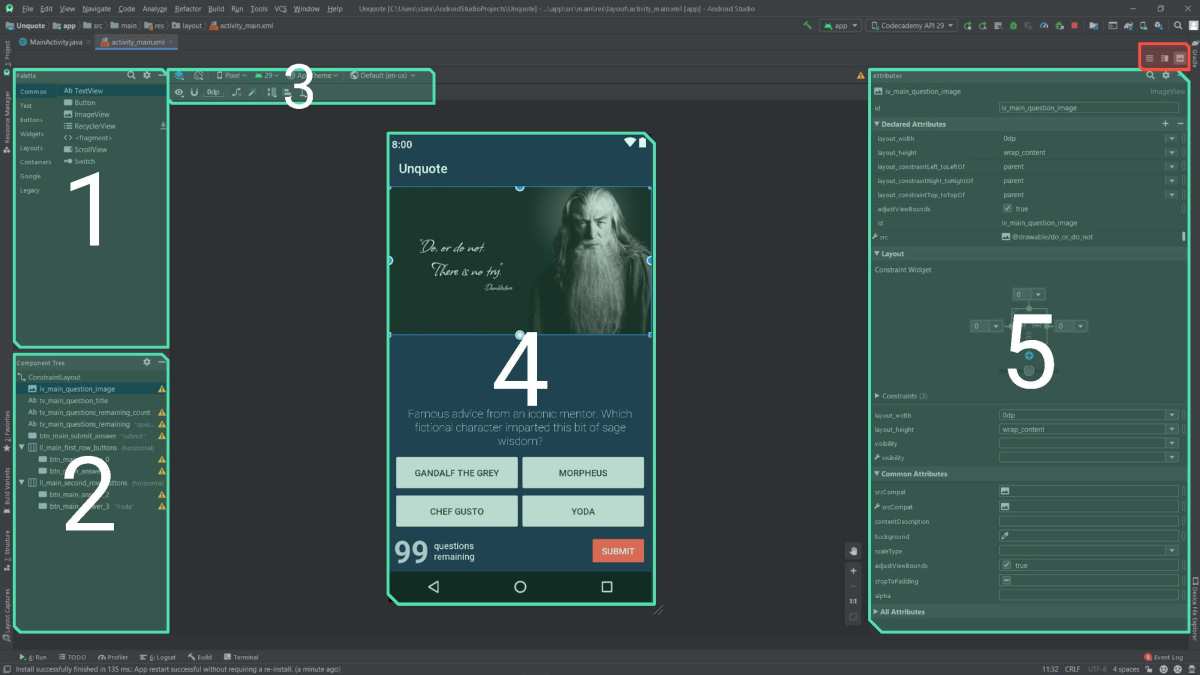 Android Studio layout editor FAB