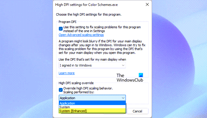 blurry app scaling fix Windows