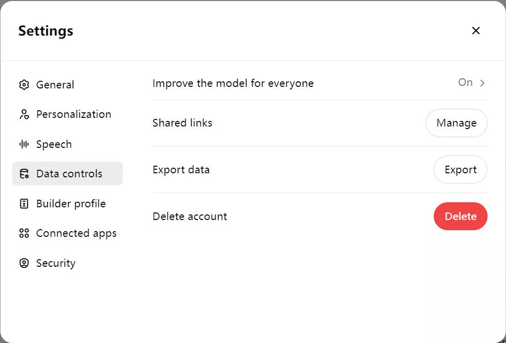 ChatGPT privacy data controls
