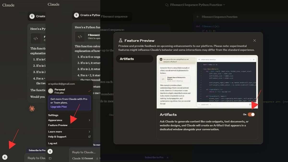 claude artifacts sidebar preview