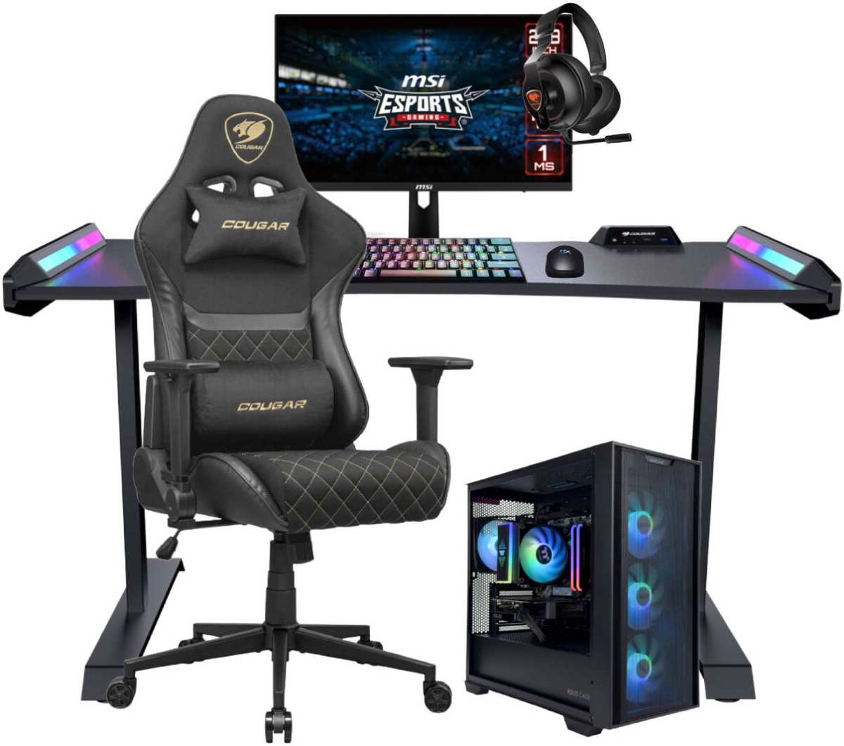 competitive gaming flat monitor setup