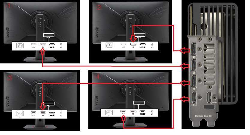 connecting cables to graphics card dual monitors