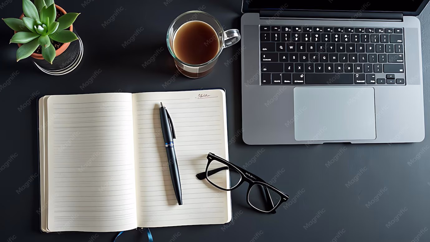 content writer at desk