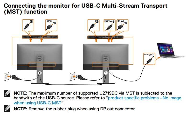 daisy-chain dual USB-C monitors MST setup