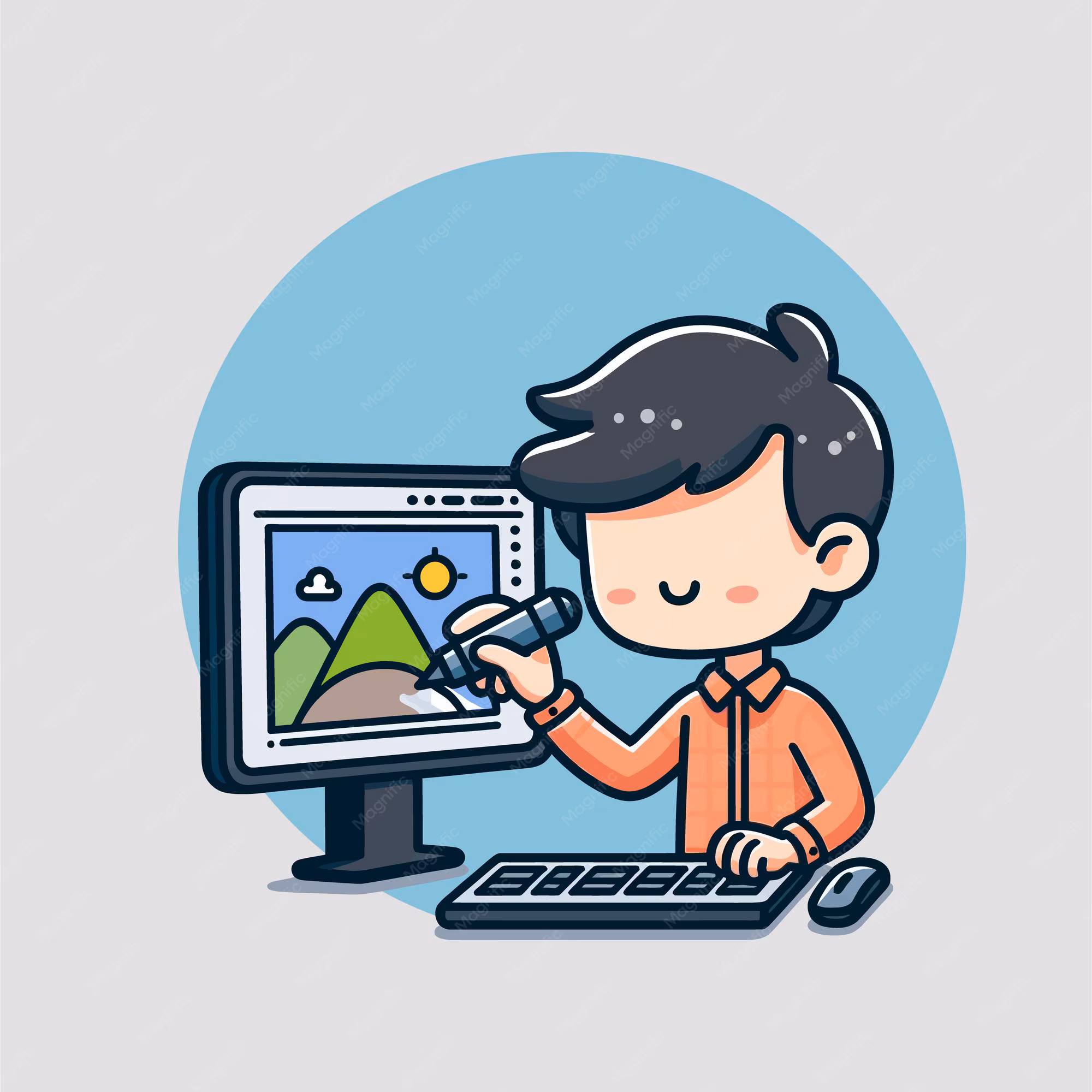 designer using stylus on touchscreen