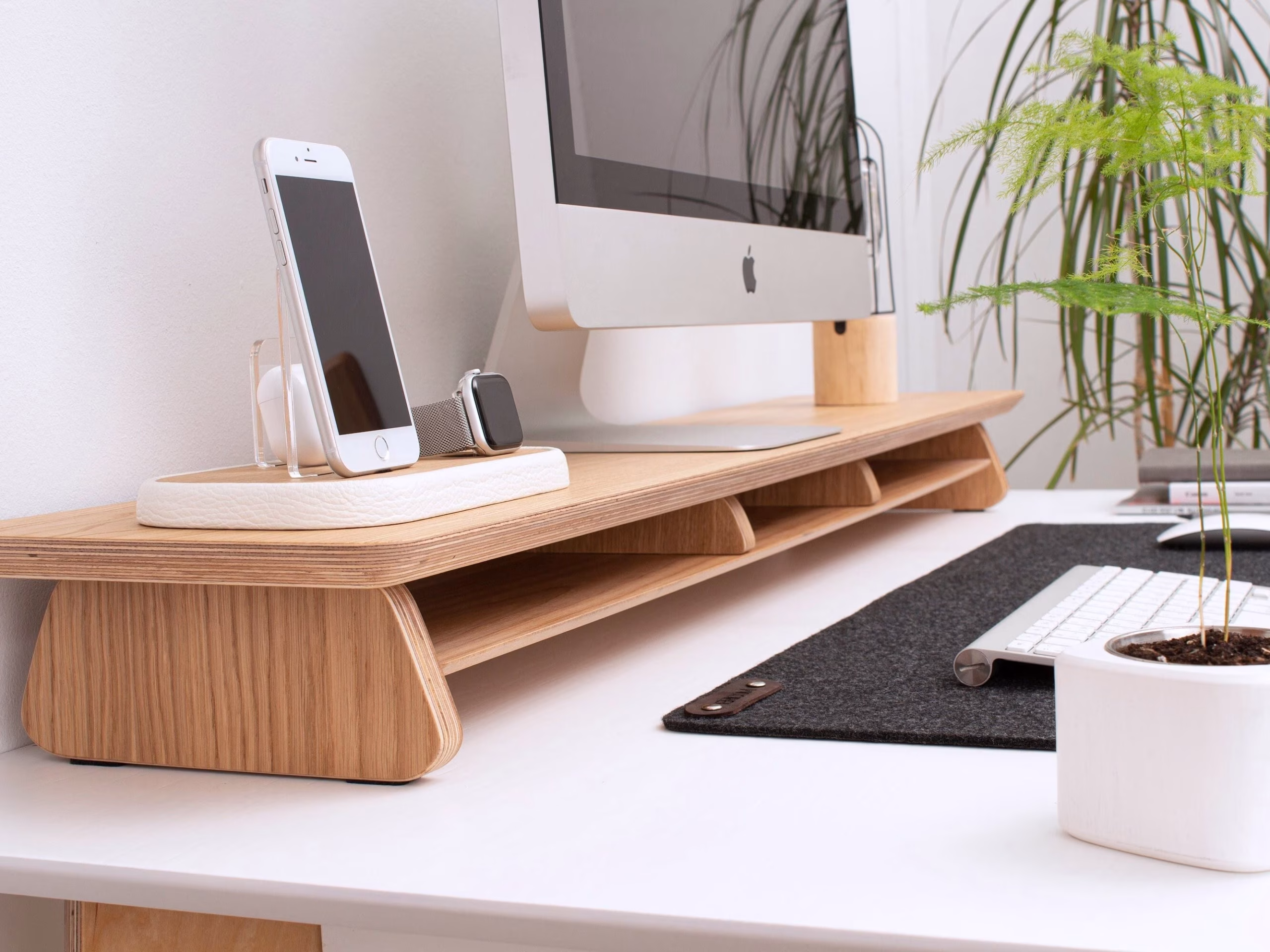desk space comparison monitor arm