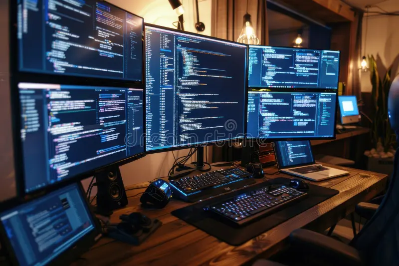 developer multi-window 4K workspace