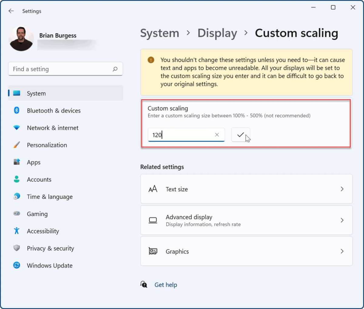 display scaling