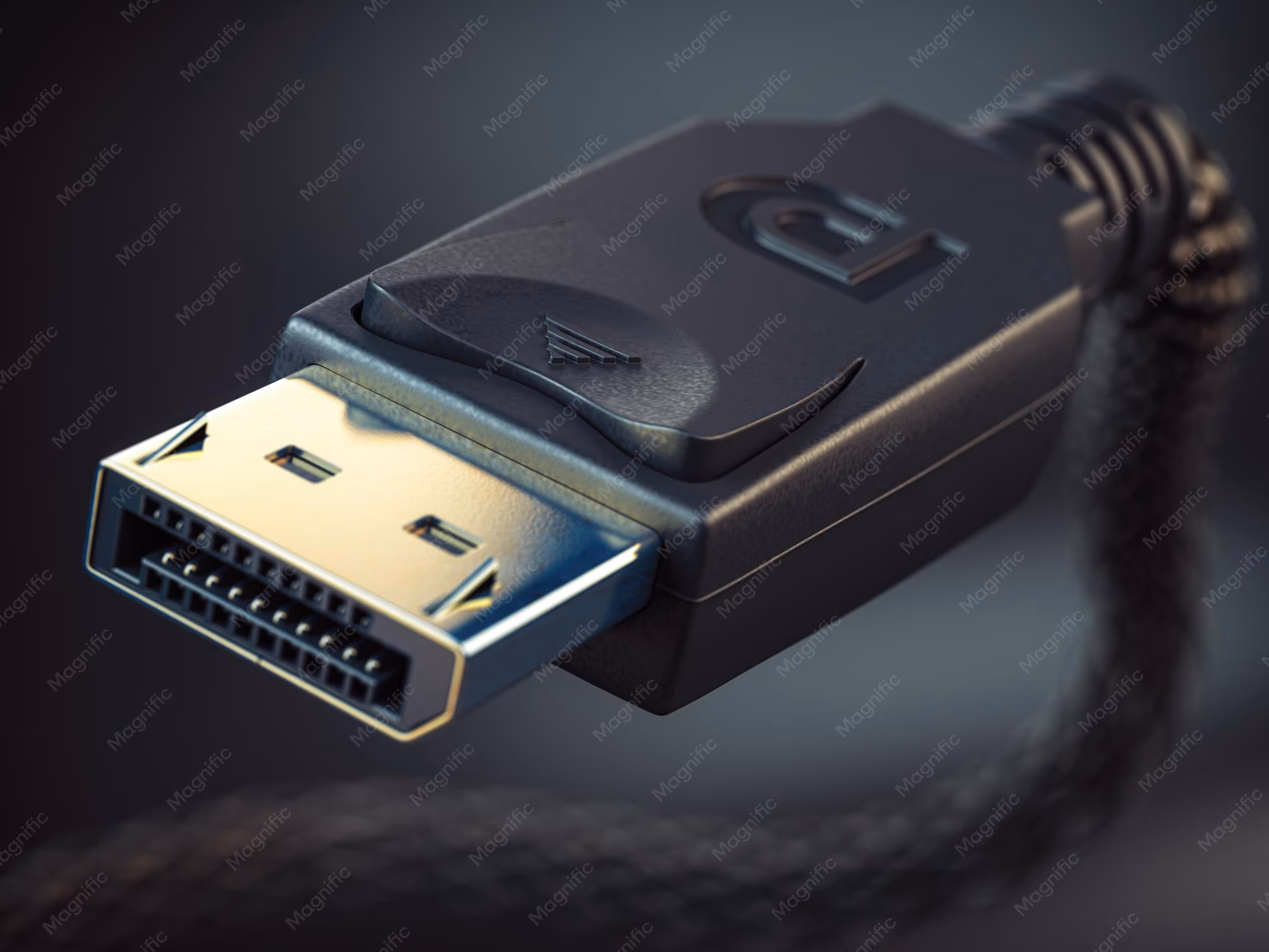 DisplayPort cable close up connector
