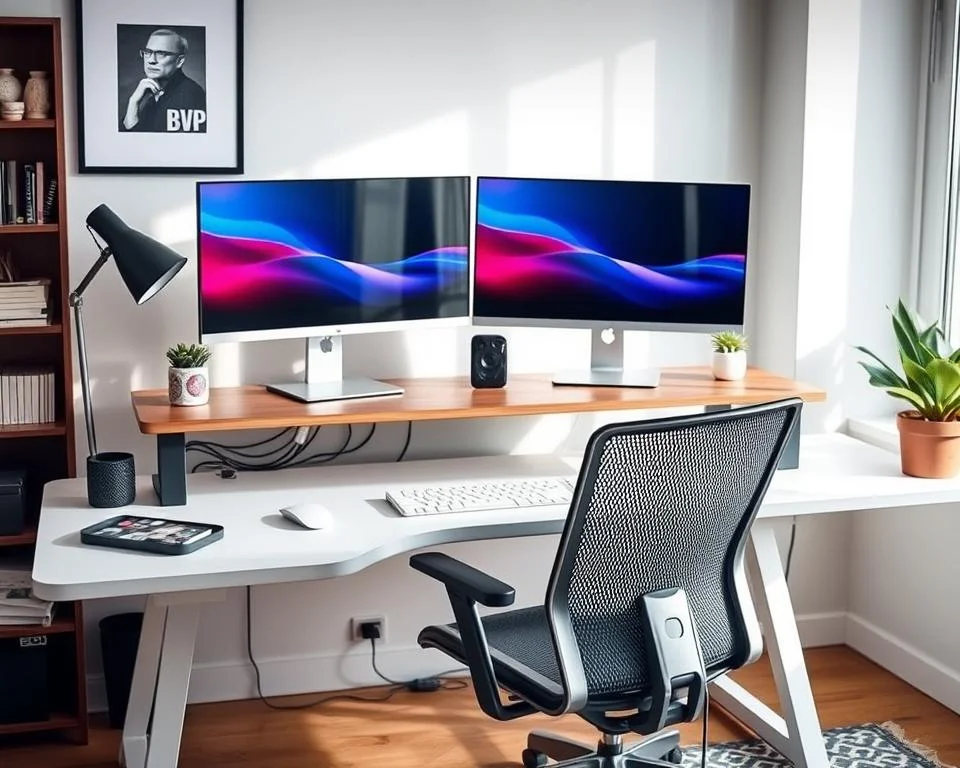 dual monitor home office 4K setup