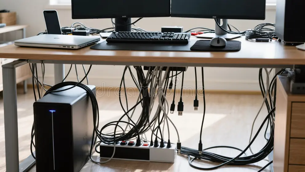dual monitor setup GPU cable management