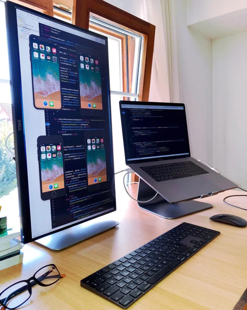 dual monitor setup portrait coding