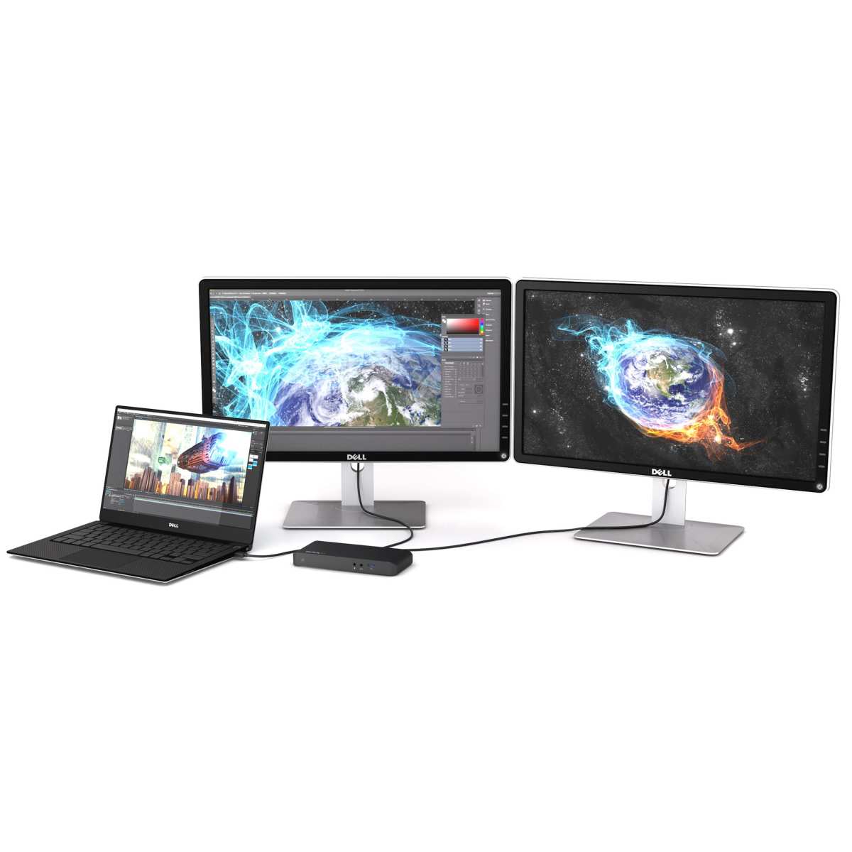 dual monitor USB-C docking station setup