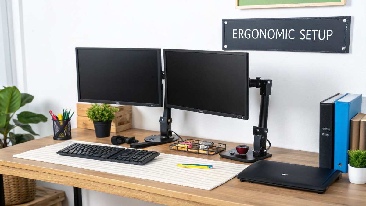 ergonomic monitor placement for trading