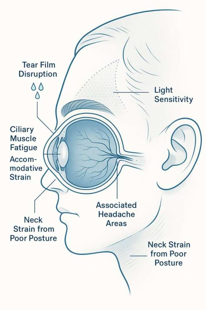 Eye anatomy and strain diagrams