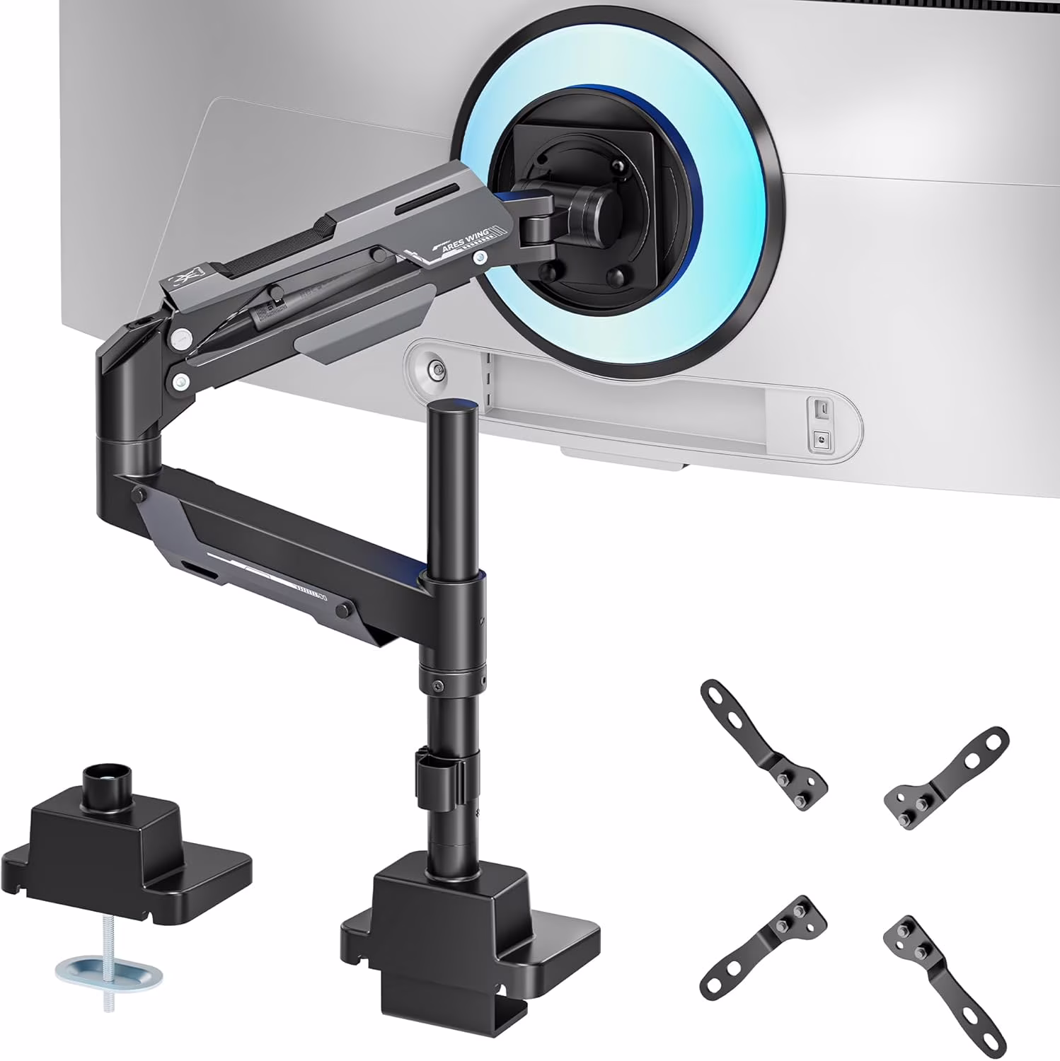 gas spring monitor arm with curved ultrawide