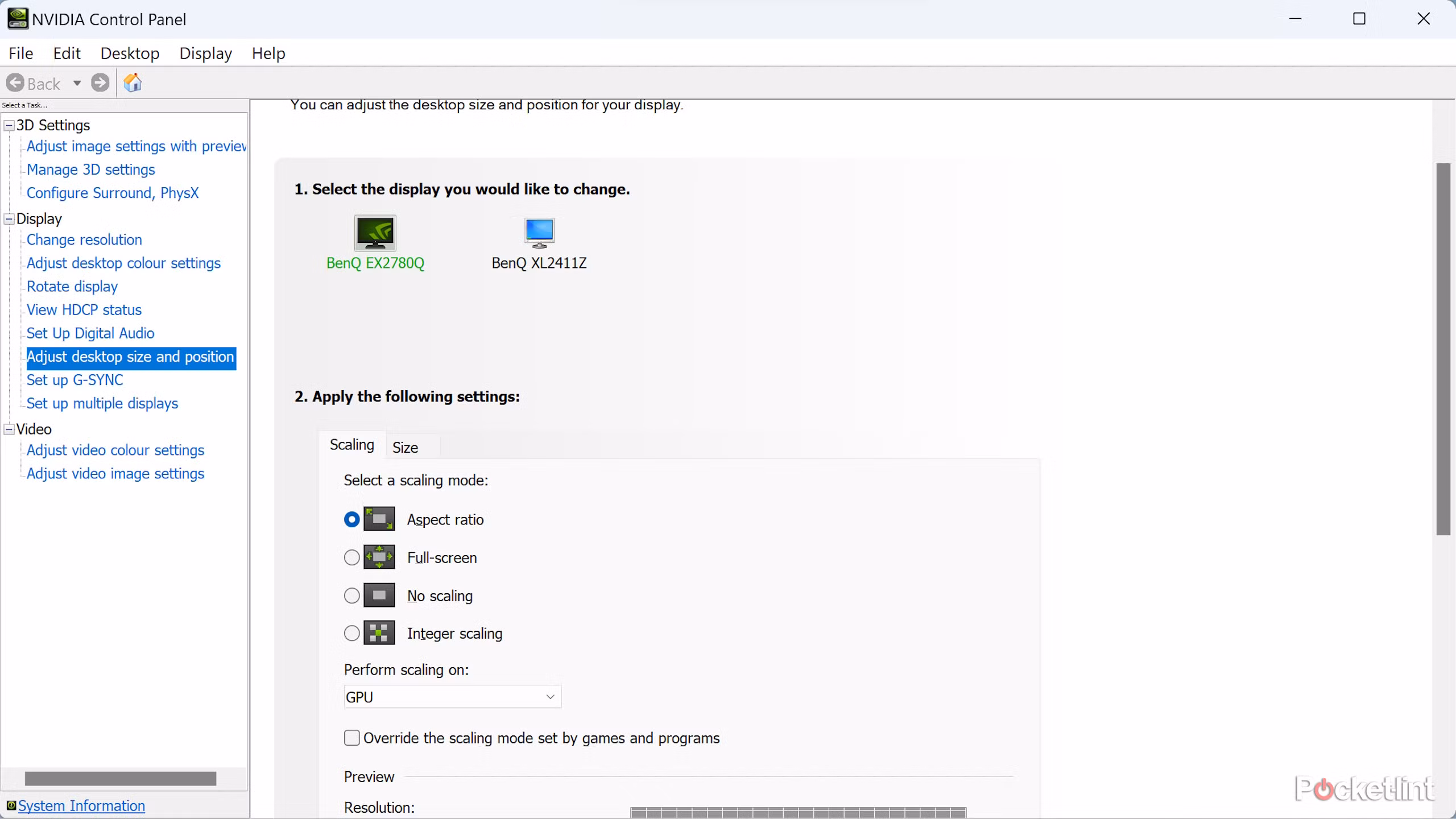 GPU scaling vs display scaling settings