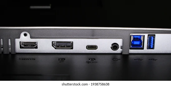 HDMI 2.1 DisplayPort cable connection rear panel