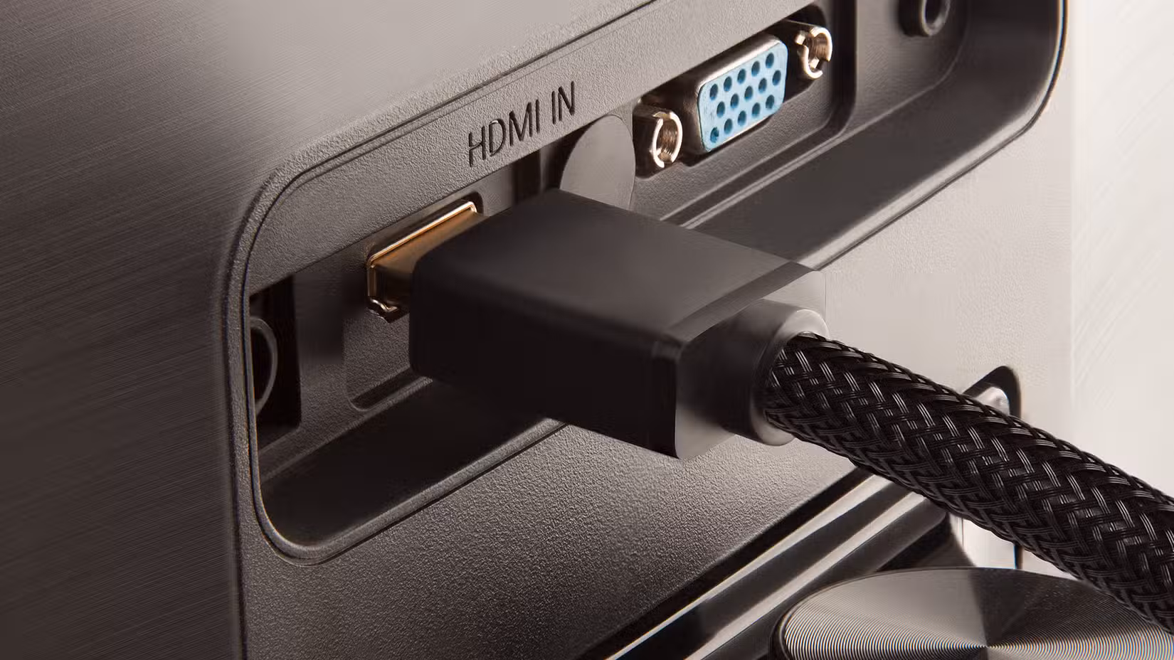 HDMI cable connection back of monitor
