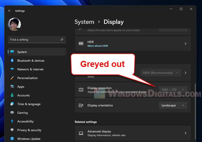 HDR toggle grayed out Windows display settings