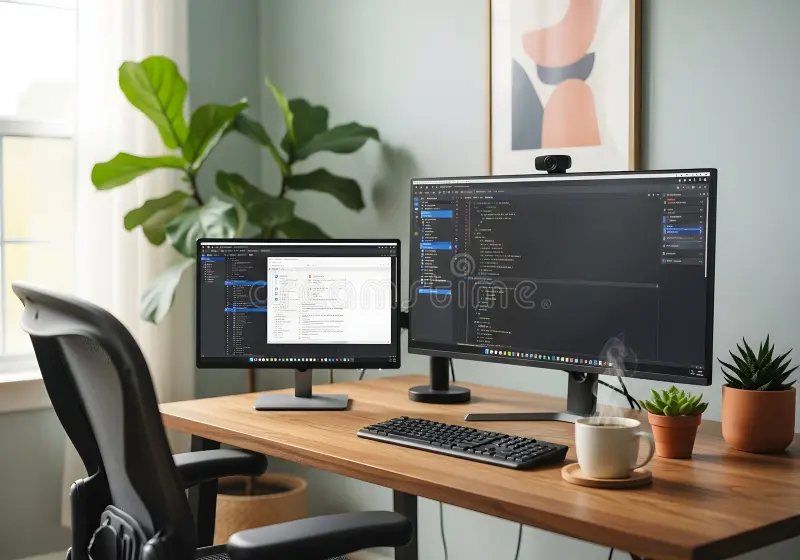 home office dual monitor
