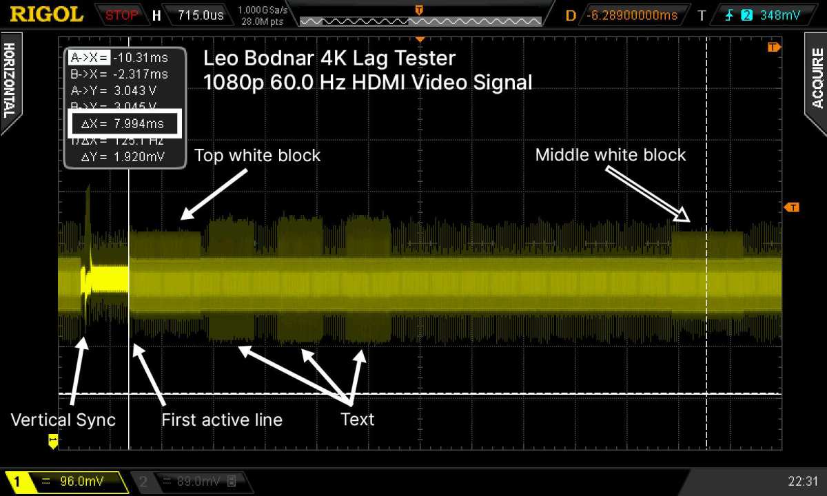 input lag testing setup