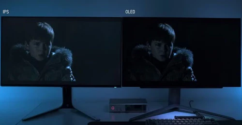IPS monitor vs OLED monitor side by side comparison