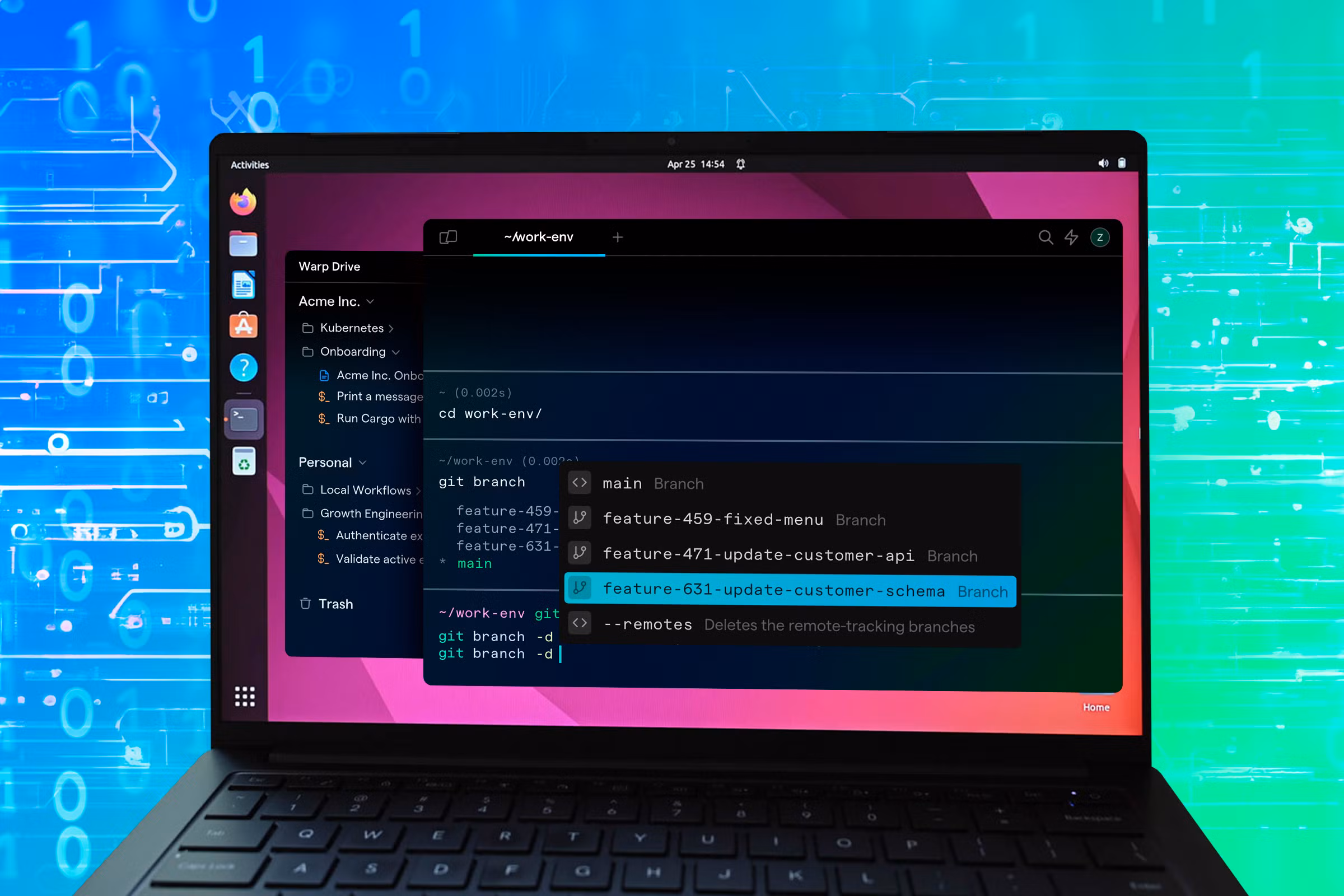 linux terminal on touchscreen laptop