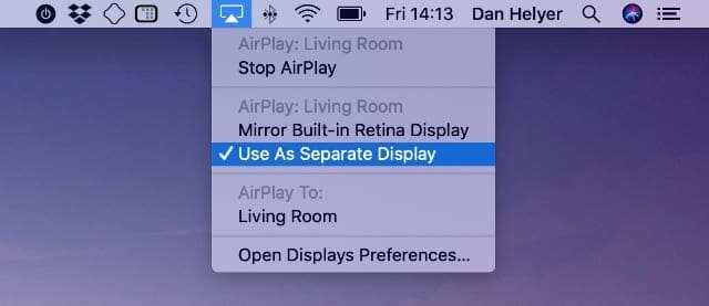 Mac AirPlay mirroring to external display