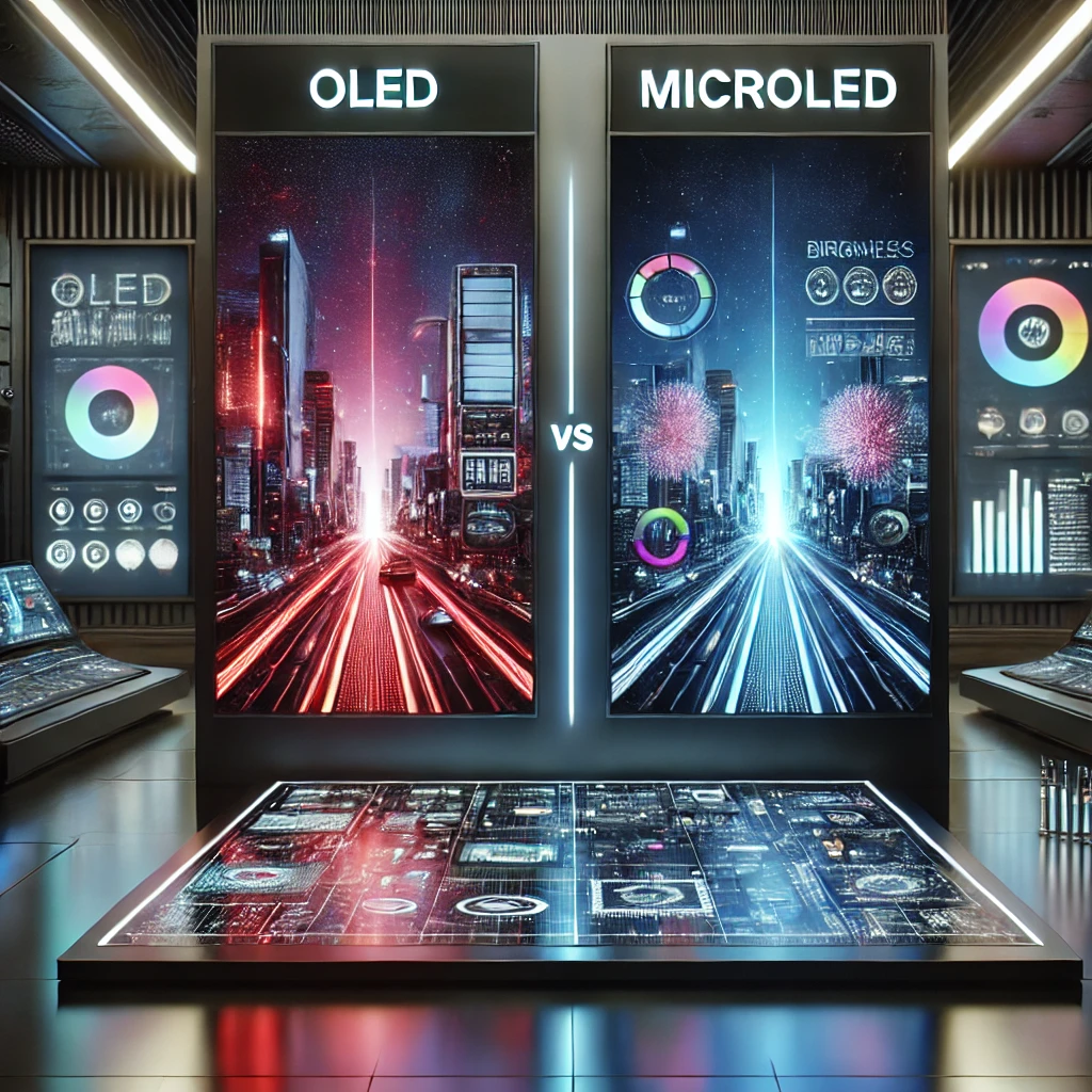 microLED vs OLED brightness comparison