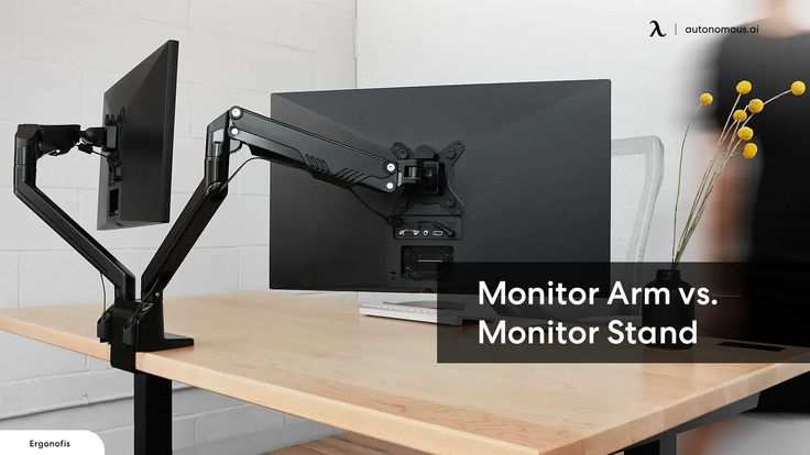 monitor arm vs stock stand comparison