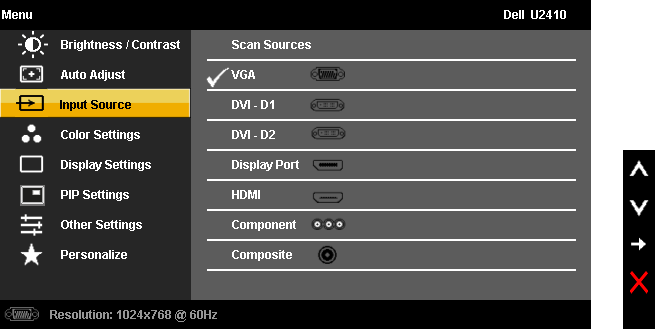monitor on-screen display input source menu