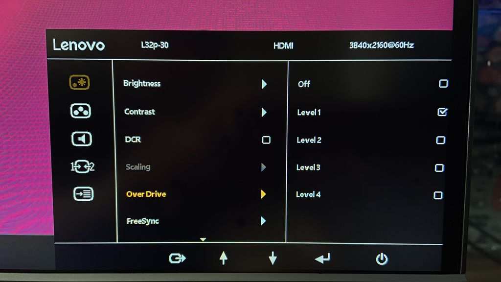 monitor on-screen display settings