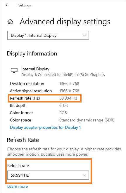 monitor OSD menu refresh rate setting