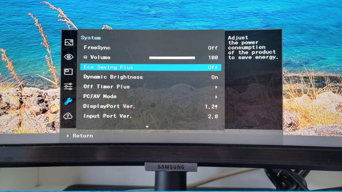 monitor OSD power saving settings