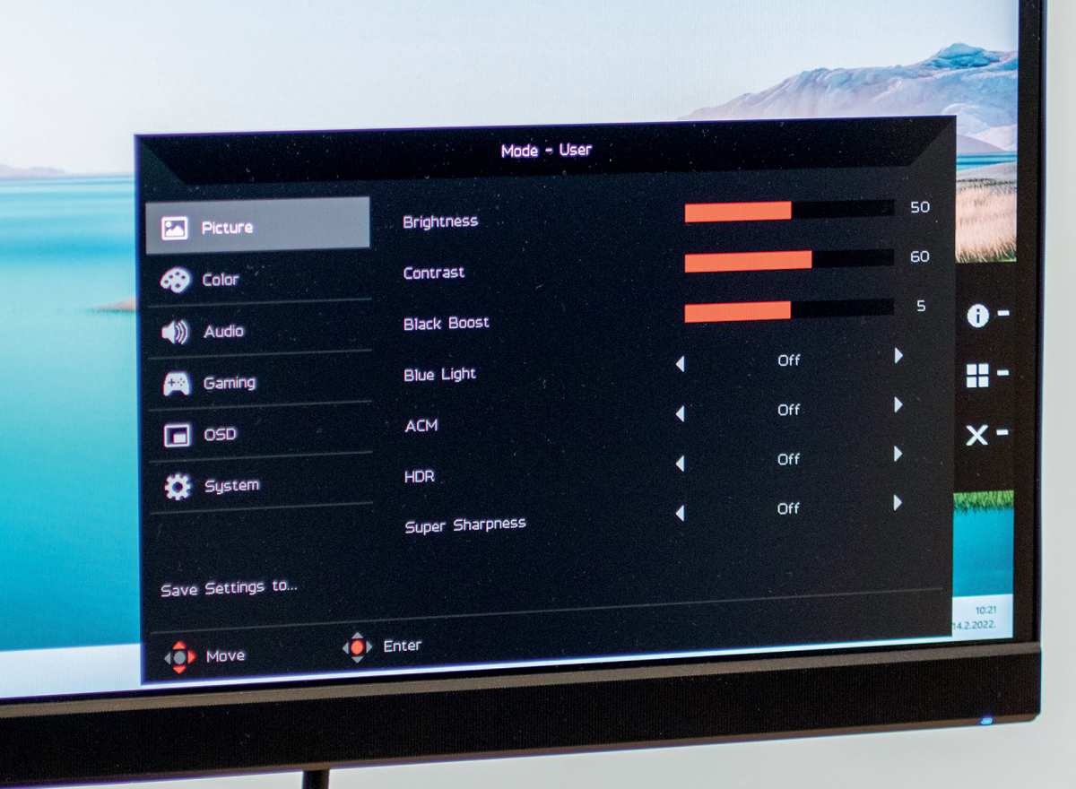 monitor OSD settings menu