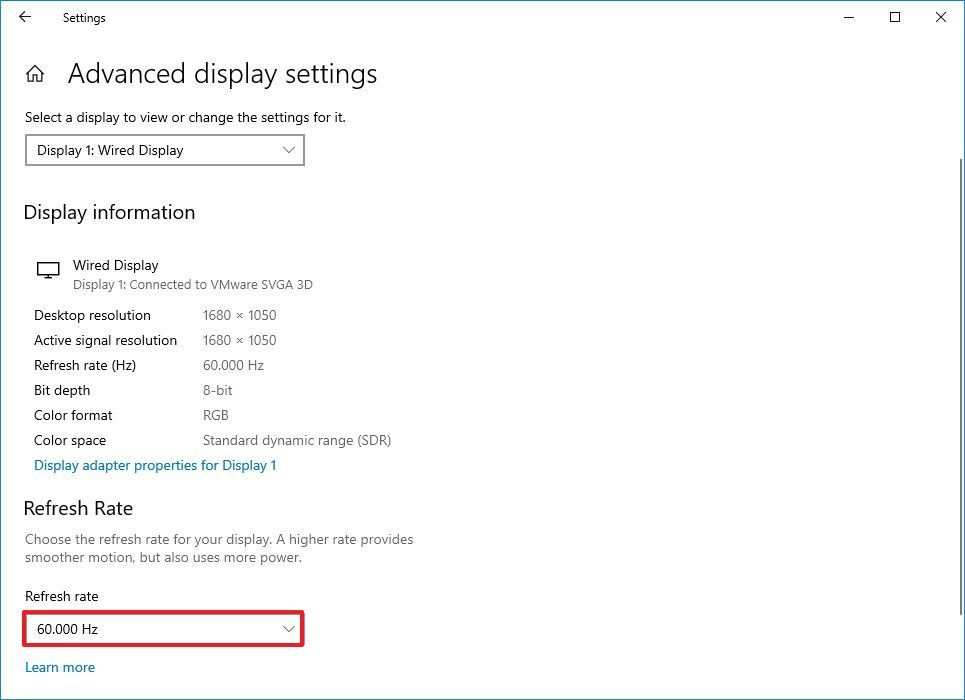 monitor refresh rate settings display