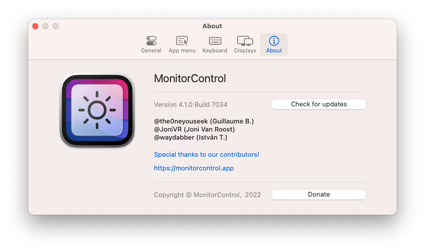 MonitorControl app brightness slider macOS