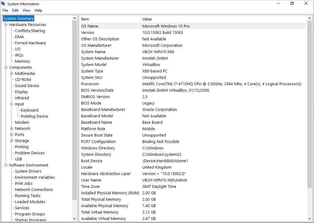 msinfo32 tool