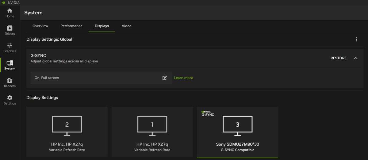 Nvidia Control Panel G-Sync enable