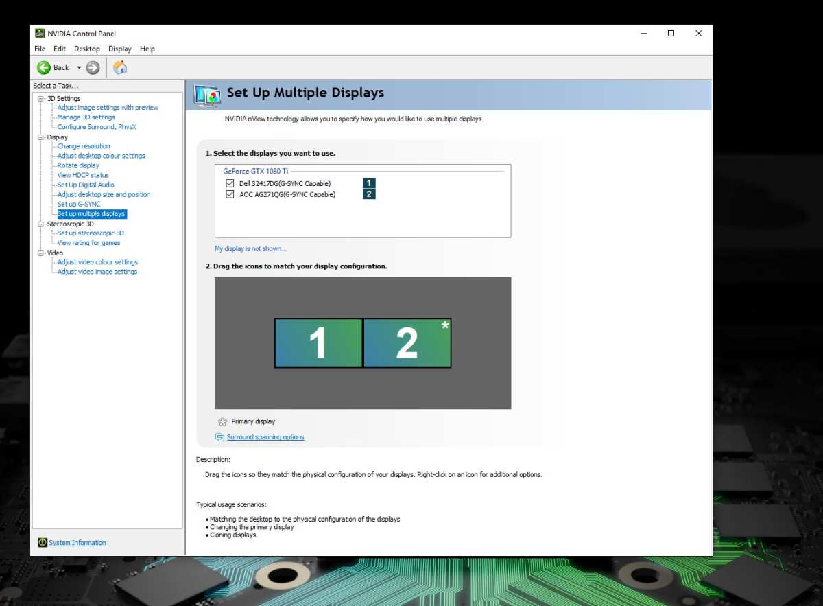 NVIDIA Control Panel G-SYNC settings screenshot