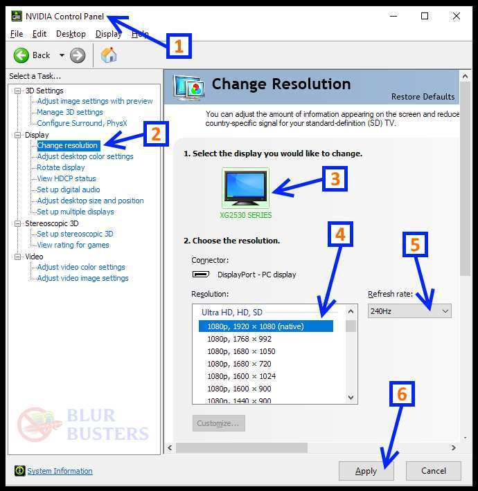 NVIDIA Control Panel refresh rate