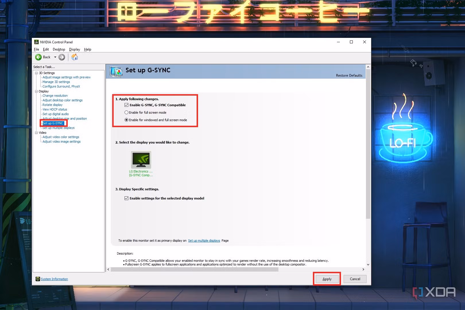 NVIDIA G-Sync Control Panel detection