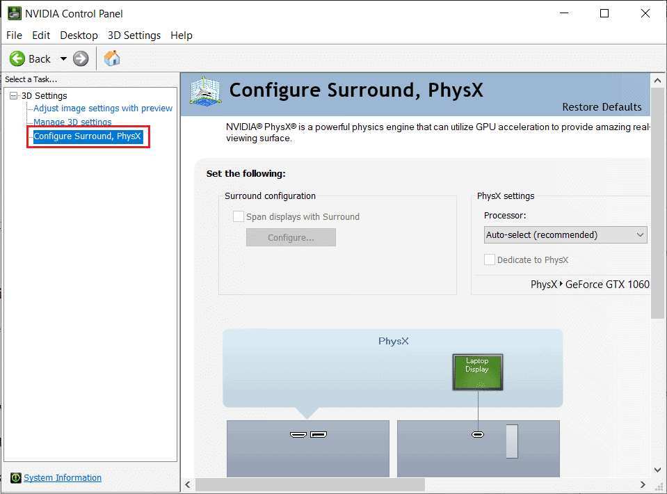 NVIDIA Surround spanning settings