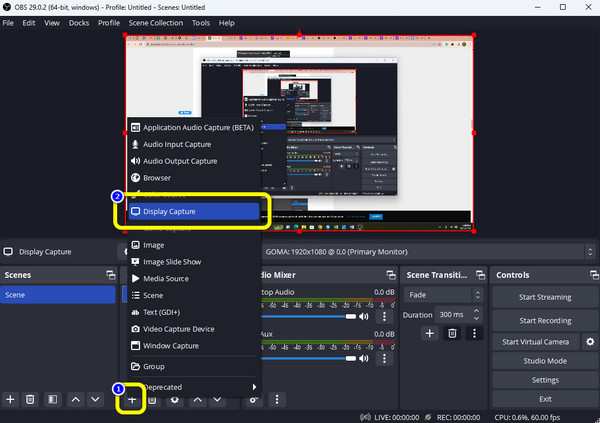 OBS Studio dual display configuration